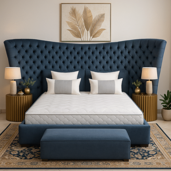 Lit Double Capitonnée "Nuit Royale" - Bleu Saphir