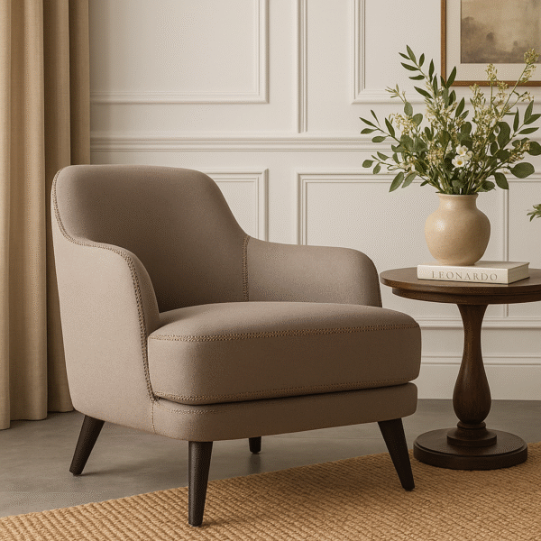 Fauteuil Confortable aux Lignes Douces "Terre Naturelle"